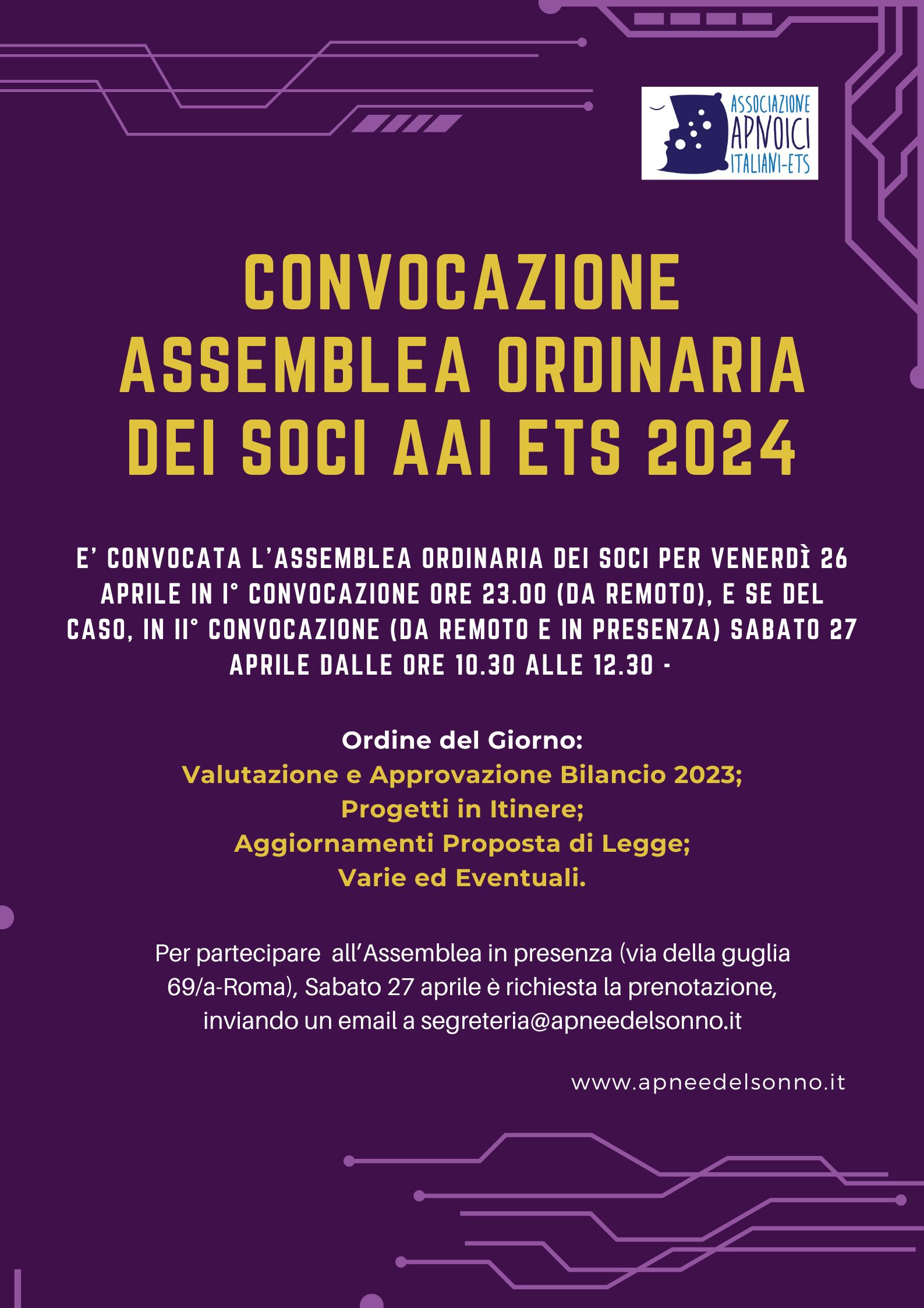 Convocazione Assemblea Ordinaria dei Soci AAI ETS – I° convocazione (da remoto), Venerdì 26 Aprile ore 23.00 e se del caso in II° convocazione Sabato 27 aprile dalle ore 10.30 alle 12.30 (da remoto e in presenza)