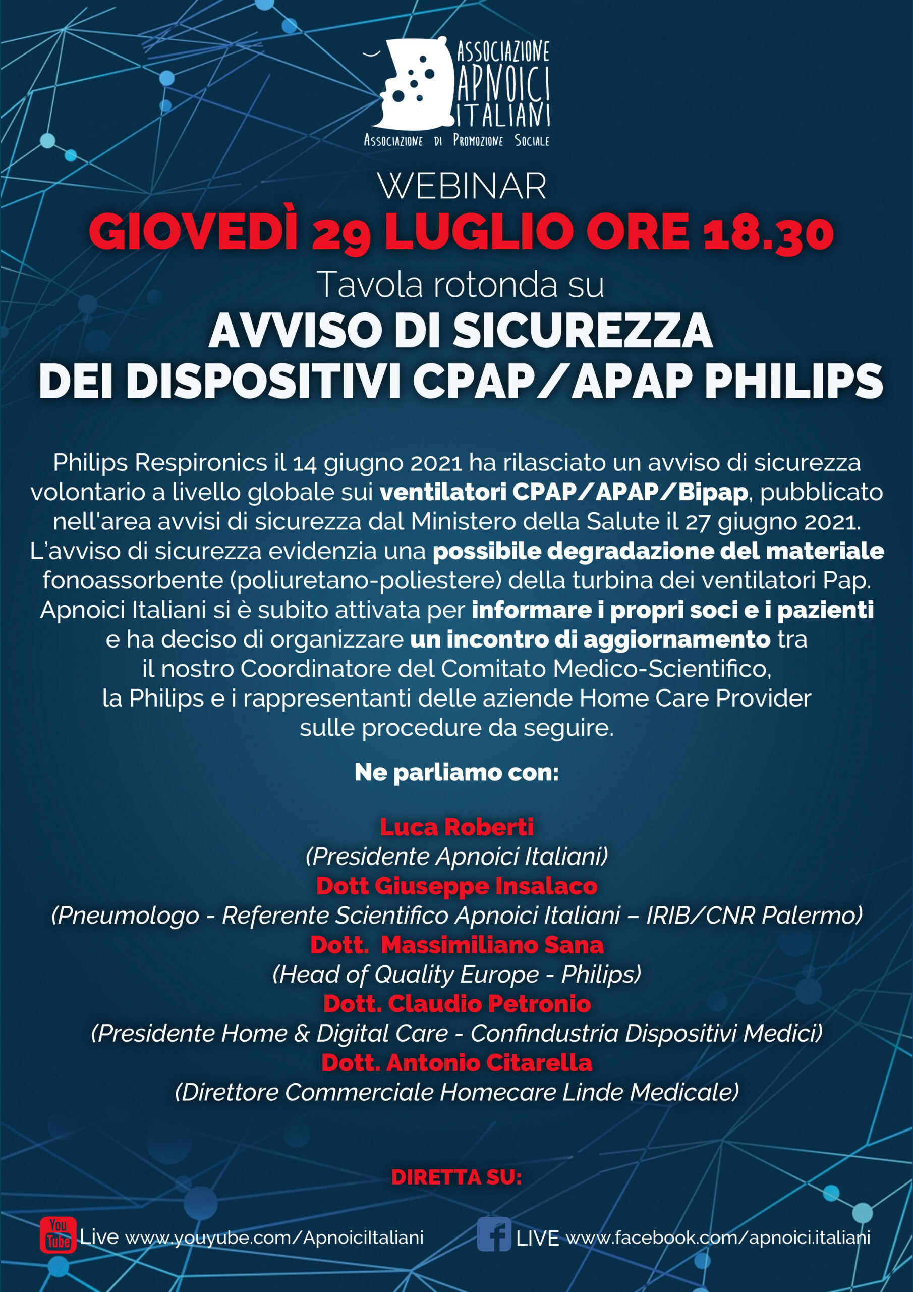 Tavola Rotonda su Avviso di Sicurezza Apap/Cpap Philips